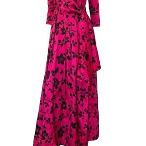 Hot Pink Floral Wrap Maxi Dress - Women